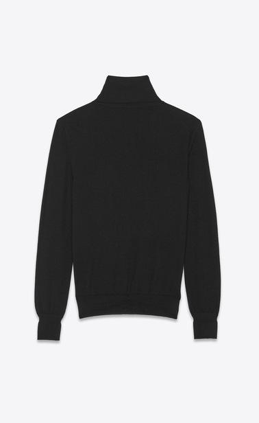 roll neck sweater in a black fine gauge cashmere